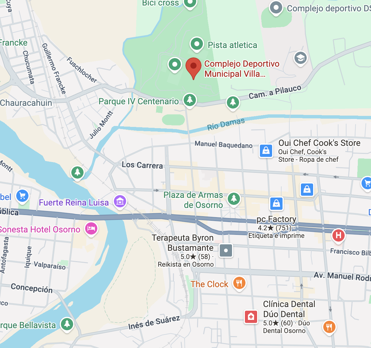 Mapa ubicación Complejo Deportivo Municipal Villa Olímpica - hospedaje deportistas nacionales